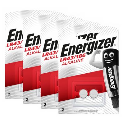 4x 2er Blister Energizer Alkaline LR43 V12GA AG12 12GA 186 Knopfzelle Batterie