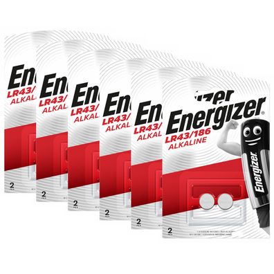 6x 2er Blister Energizer Alkaline LR43 V12GA AG12 12GA 186 Knopfzelle Batterie