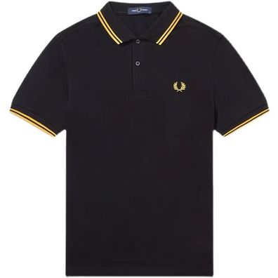 Fred Perry Poloshirt T-shirt Kurzarm Polohemd Herren Schwarz-Gelb