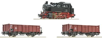 Roco 51160.1 Güterzug BR 80 mit 2 Güterwagen DB III D Spur H0