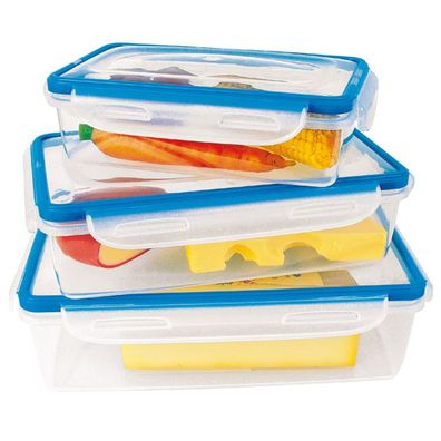 3er-Set Quick Clip Frischhaltedosen 4- fach Verschluss Aufbewahrung Gefrier Box