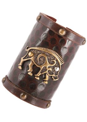 Armschützer aus Leder, Keltisches Wildschwein-Motiv