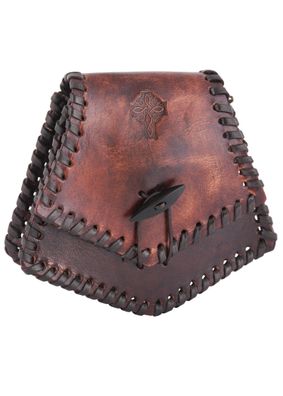 Keltische Ledertasche, Mittelalter-Gürteltasche m. Piktischem Motiv