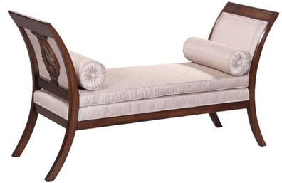 Casa Padrino Luxus Art Deco Sitzbank Silber / Dunkelbraun - Handgefertigte Massivholz