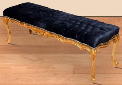 Casa Padrino Barock Sitzbank Schwarz / Gold - Handgefertigte Antik Stil Bank - Prunkv