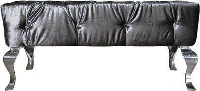 Casa Padrino Luxus Barock Sitzhocker Grau / Silber - Designer Sitzbank - Hocker - Lux