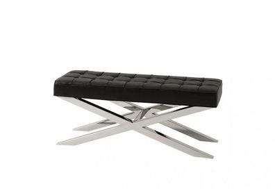 Casa Padrino Luxus Sitzbank mit schwarzer Leder Optik 120 x 42,5 x H. 53,5 cm - Luxus