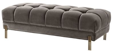 Casa Padrino Luxus Sitzbank Grau / Messingfarben 133 x 59 x H. 42 cm - Gepolsterte Sa