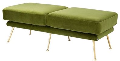 Casa Padrino Luxus Sitzbank Grün / Messingfarben 125 x 58 x H. 45 cm - Luxus Möbel