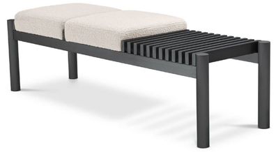 Casa Padrino Luxus Sitzbank Creme / Bronze 140 x 44 x H. 45 cm - Gepolsterte Edelstah