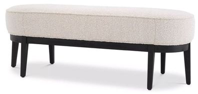 Casa Padrino Luxus Sitzbank Cremefarben / Schwarz 132 x 45 x H. 47 cm