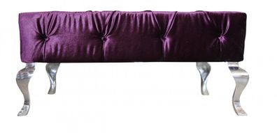 Casa Padrino Luxus Barock Sitzhocker Lila / Silber - Designer Sitzbank - Hocker - Lux