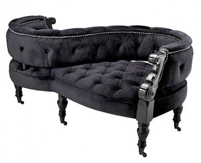 Casa Padrino Luxus Barock Doppel Sitzbank Schwarz / Schwarz Klavierlack - Doppelsofa