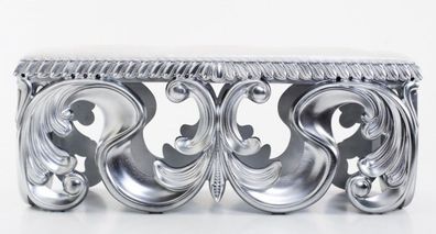 Barock Luxus Sitzbank Lafayette aus massivem Eichenholz Silber / Creme - Barock Möbel