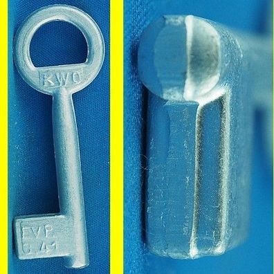 DDR KWO Bartschlüssel Rohling Alu 76 mm / Halm 50 mm - 8 mm / Bart 12,5 x 13 mm
