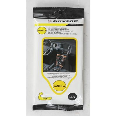12x Dunlop Feuchttücher 20er Vanille Autoinnenraum Reinigungs Cockpit Pflege PKW