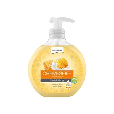 12x 500ml Soft & Gentle Cremeseife Milch & Honig Hand Hände waschen Spender