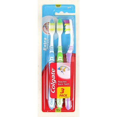 6x 3er Set Colgate Hand-Zahnbürsten extra clean, medium 18 Stück