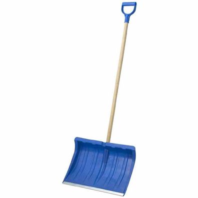 Kunstoff-Schneeschieber 40 cm blau, D-Griff, verzinkte Kante