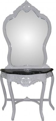Casa Padrino Barock Spiegelkonsole mit Marmorplatte Weiss Mod2 - Antik Look