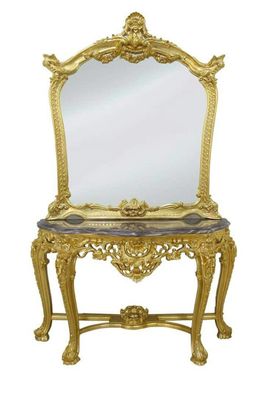 Casa Padrino Luxus Spiegelkonsole mit Marmorplatte - Barock Spiegelkonsole
