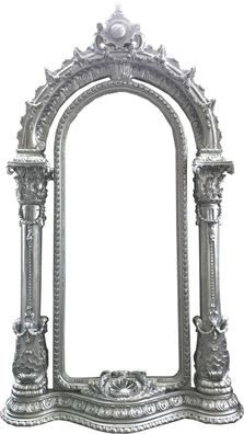Pompöös by Casa Padrino Luxus Barock Spiegel Silber 134 x H. 257 cm - Handgeschnitzt