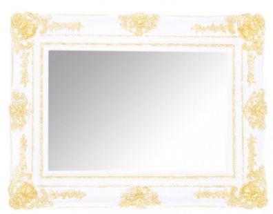 Casa Padrino Barock Wandspiegel Weiß / Gold Höhe 130 cm, Breite 96 cm - Edel & Prunkv