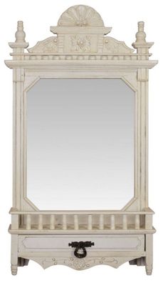 Casa Padrino Barock Wandspiegel mit Schublade Cremeweiß 49,8 x H. 86,8 cm - Barocksti