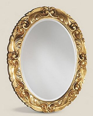 Casa Padrino Luxus Barock Spiegel Gold - Ovaler Massivholz Wandspiegel im Barockstil