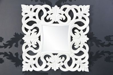 Barock Wandspiegel Weiss Antik, Höhe 76 cm, Breite 76 cm, Edel & Prunkvoll