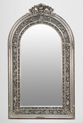 Großer prunkvoller Barock Spiegel Halbrund Silber 185 x 110 cm