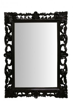 Casa Padrino Barock Wandspiegel Schwarz Klavierlack, Höhe 117 cm, Breite 87 cm - Ede