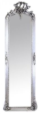 Casa Padrino Luxus Barock Wandspiegel Silber 175 x 55 cm - Massiv und Schwer - Antik