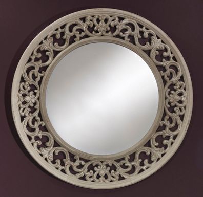 Casa Padrino Barock Spiegel Greige Ø 100 cm - Antik Stil Wandspiegel