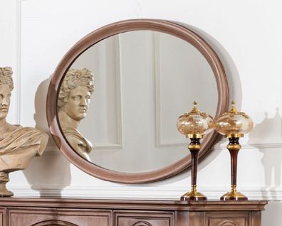 Casa Padrino Luxus Barock Spiegel Braun - Ovaler Massivholz Wandspiegel im Barockstil