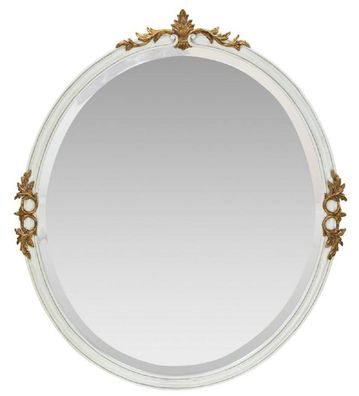 Casa Padrino Barock Wandspiegel Weiß / Antik Gold - Handgefertigter Massivholz Spiege