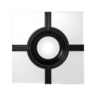 Casa Padrino Luxus Wand Spiegel Art Deco Schwarz / Spiegelglas 61 x 61 cm - Wandspieg