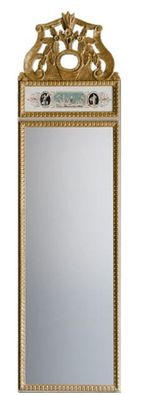 Casa Padrino Wandspiegel Weiß / Mehrfarbig / Antik Gold 44,5 x H. 164 cm - Prunkvolle