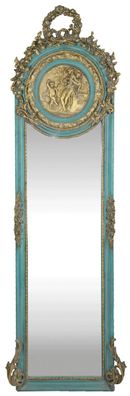 Casa Padrino Barock Spiegel Türkis / Antik Gold 55 x H. 175 cm - Massiv und Schwer