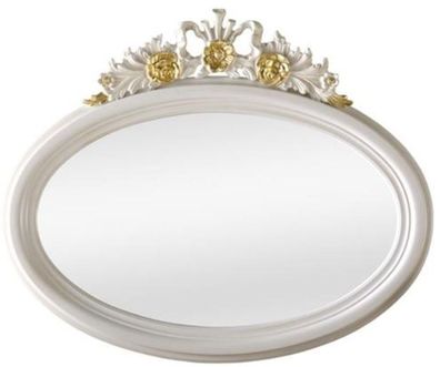 Casa Padrino Luxus Barock Spiegel Elfenbeinfarben / Gold 118 x 5 x H. 95 cm - Ovaler