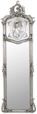 Casa Padrino Barock Spiegel Silber 55 x H. 175 cm - Handgefertigter Antik Stil Wandsp