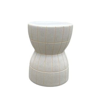 Hocker / Beistellhocker aus Keramik in gebrochenem Weiß