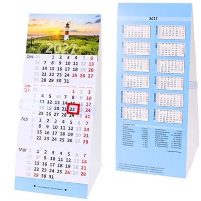 Schreibtischkalender 2027 4 Monate Bürokalender 4-Monatskalender Leuchtturm