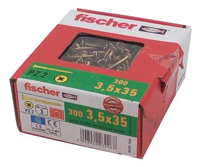 300x fischer Spanplattenschrauben 3,5x35 PZ2 Holzschrauben verzinkt Teilgewinde