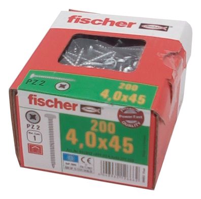 200x fischer Spanplattenschrauben 4,5 x 45 PZ2 Holzschraube verzinkt Vollgewinde