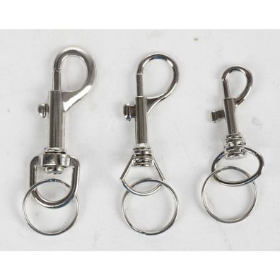 12x 3er Set Karabinerhaken Schlüsselanhänger Ring basteln Anhängen Aufhängen