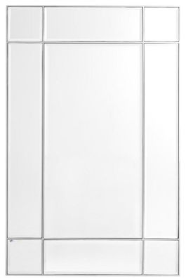 Casa Padrino Luxus Wohnzimmer Spiegel / Wandspiegel Silber 90 x 3 x H. 140 cm - Luxus