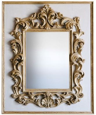 Casa Padrino Barock Spiegel Grau / Gold 104,5 x H. 128 cm - Prunkvoller handgefertigt