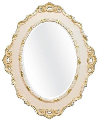 Casa Padrino Luxus Barock Wandspiegel Creme / Gold 84 x 4 x H. 104 cm - Ovaler Antik