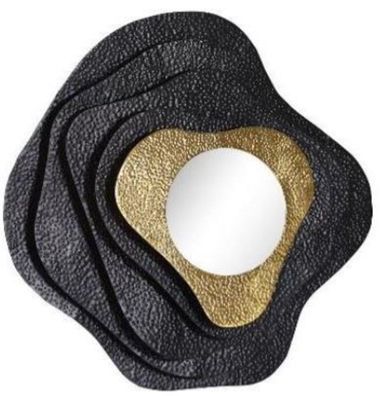 Casa Padrino Designer Spiegel Schwarz / Gold 96 x H. 96 cm - Moderner pulverbeschicht